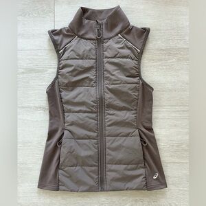 Asics Women's Brown Quilted Panel Full Zip Vest